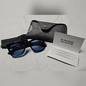 Ray-Ban Wayfarer Reverse Black Sunglasses with Blue Lenses